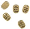 1 11x8mm "Made with Love" Oval Antique Gold Pendant